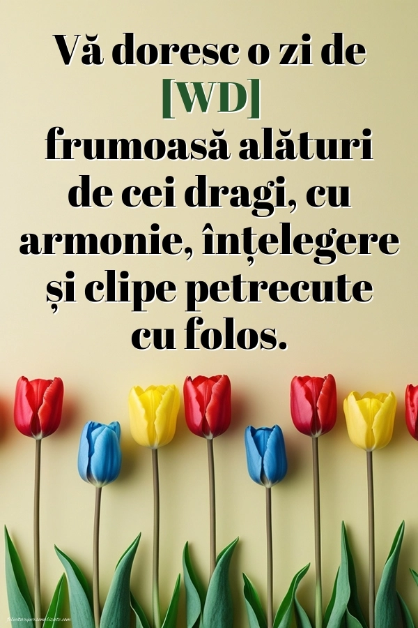 Imagini de Bună Dimineața cu Zilele Săptămânii: Lalele