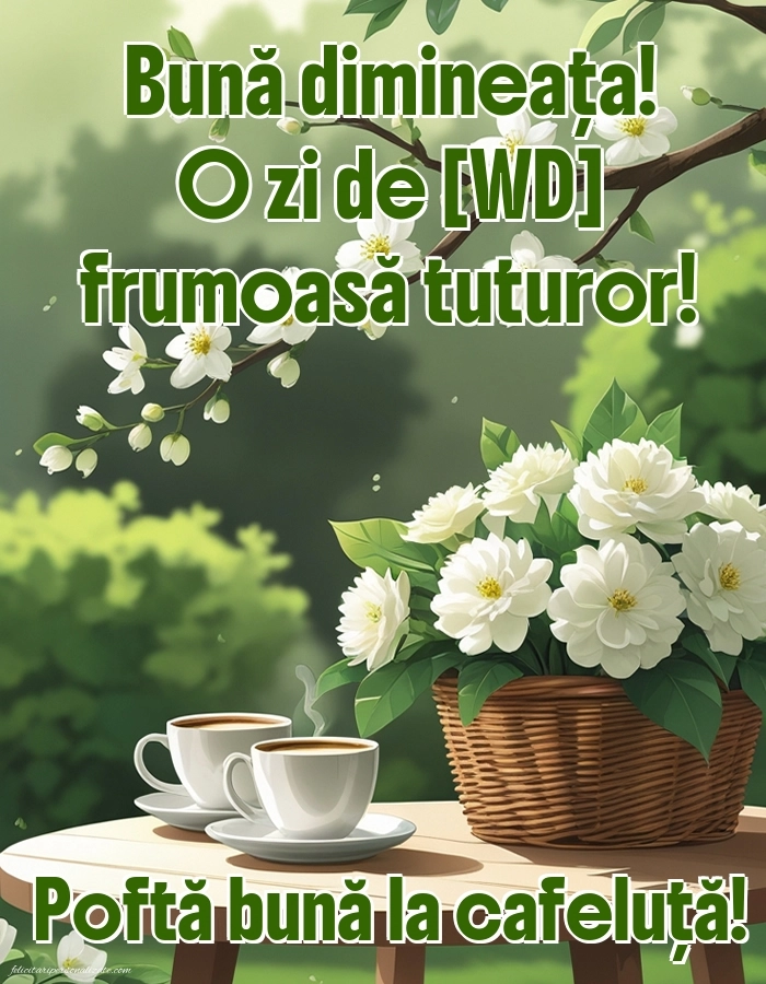 Imagini de Bună Dimineața cu Zilele Săptămânii: Cafea