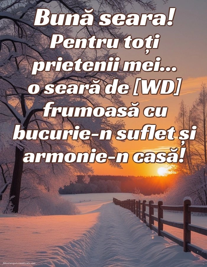 Imagini frumoase de Bună Seara pentru Facebook: Peisaj de iarnă