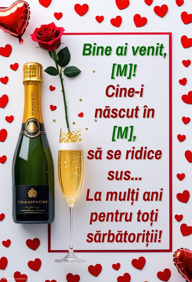 Felicitări cu Lunile Anului pentru Facebook: Șampanie și trandafiri