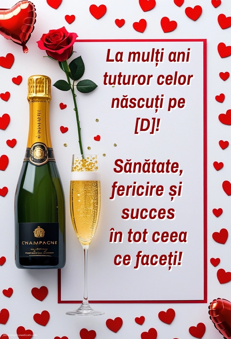 Imagini de La mulți ani pentru FACEBOOK: Șampanie și trandafiri