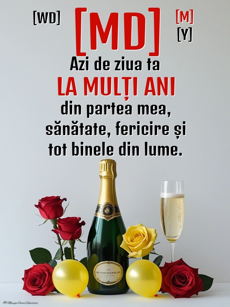 Imagini de La mulți ani pentru FACEBOOK: Șampanie și trandafiri