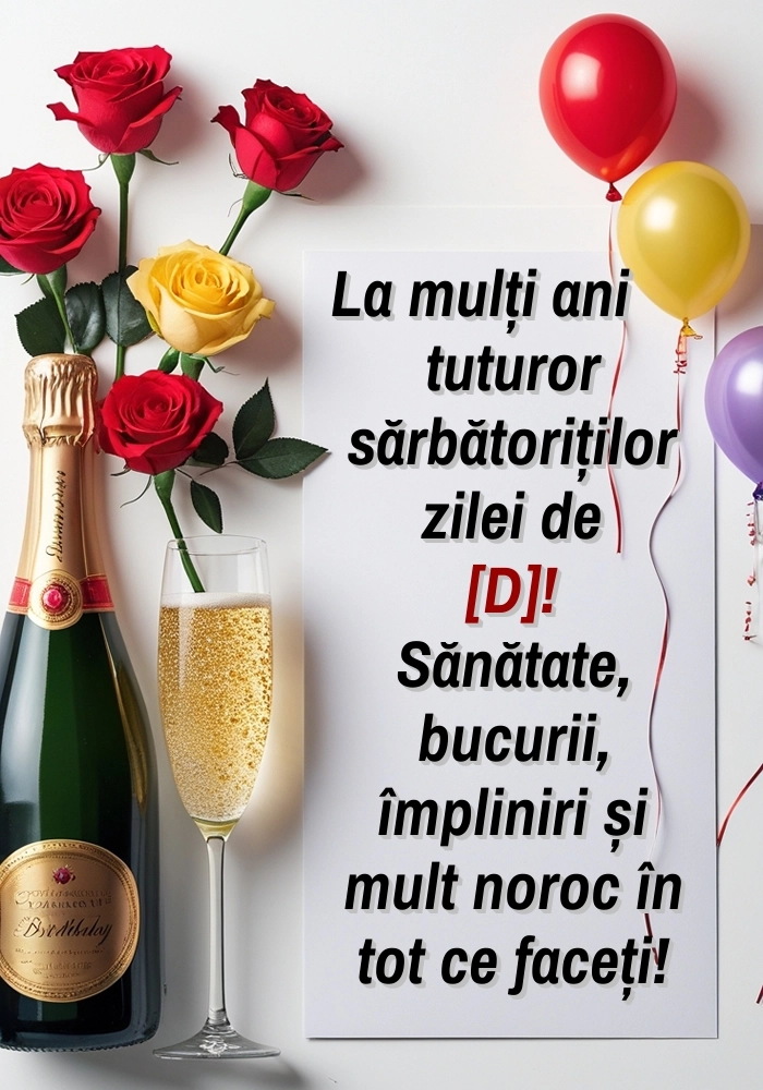 Imagini de La mulți ani pentru FACEBOOK: Șampanie și trandafiri