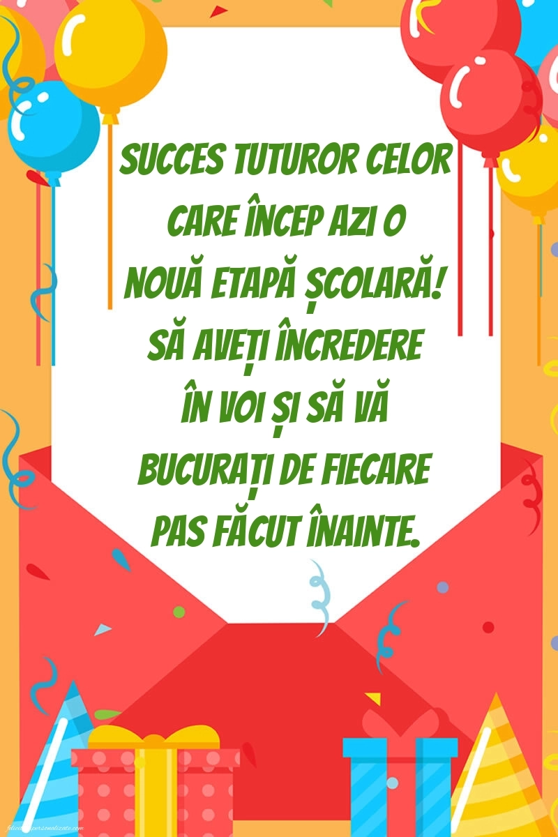 Imagini cu mesaje pentru prima zi de Școală: Baloane și Cadouri