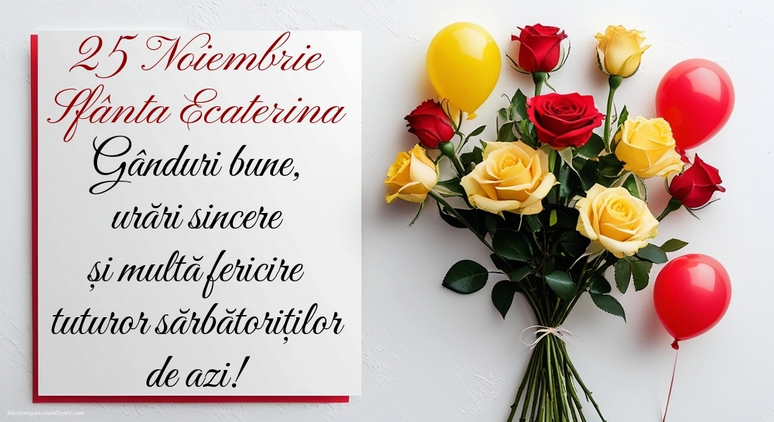 Poze cu mesaje de Sf. Ecaterina (25 Noiembrie): Trandafiri și inimioare