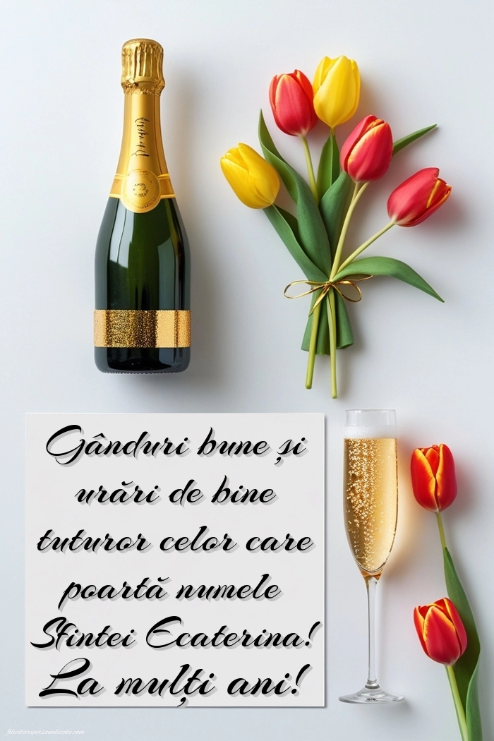 Poze cu mesaje de Sf. Ecaterina (25 Noiembrie): Șampanie și lalele