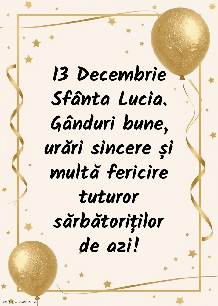 Poze cu urări de Sfânta Lucia: Baloane