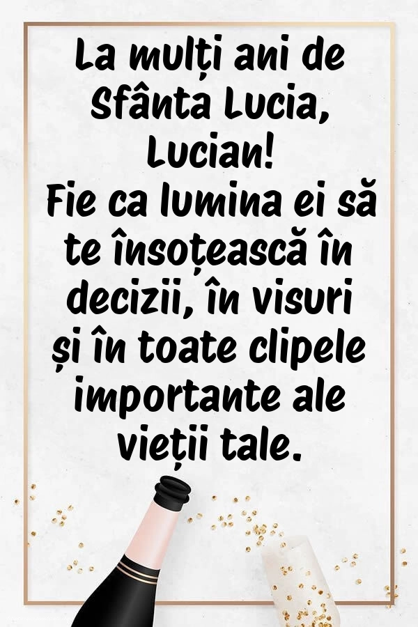 Imagini cu Mesaje de Sf. Lucia 2025: Șampanie