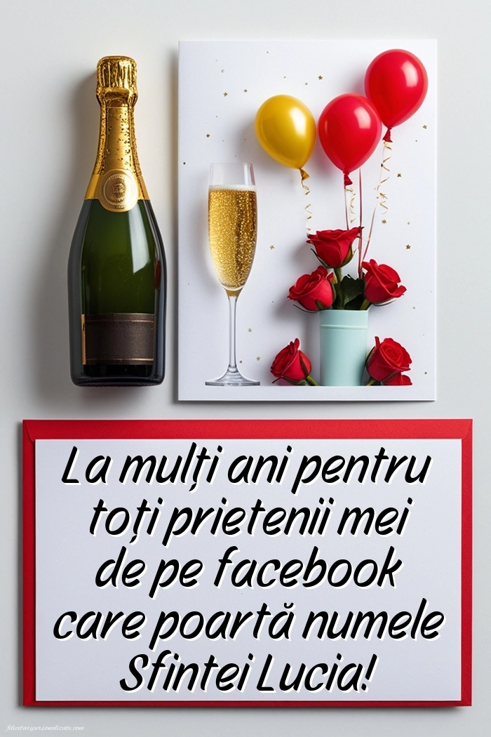 Poze cu urări de Sfânta Lucia: Șampanie și flori