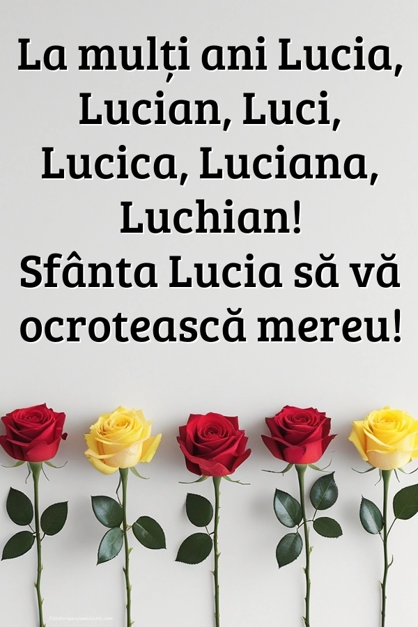 Poze cu urări de Sfânta Lucia: Trandafiri