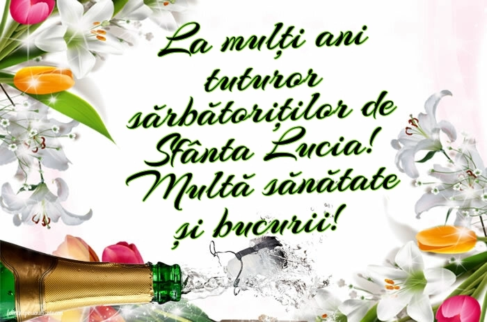Poze cu urări de Sfânta Lucia: Șampanie și flori
