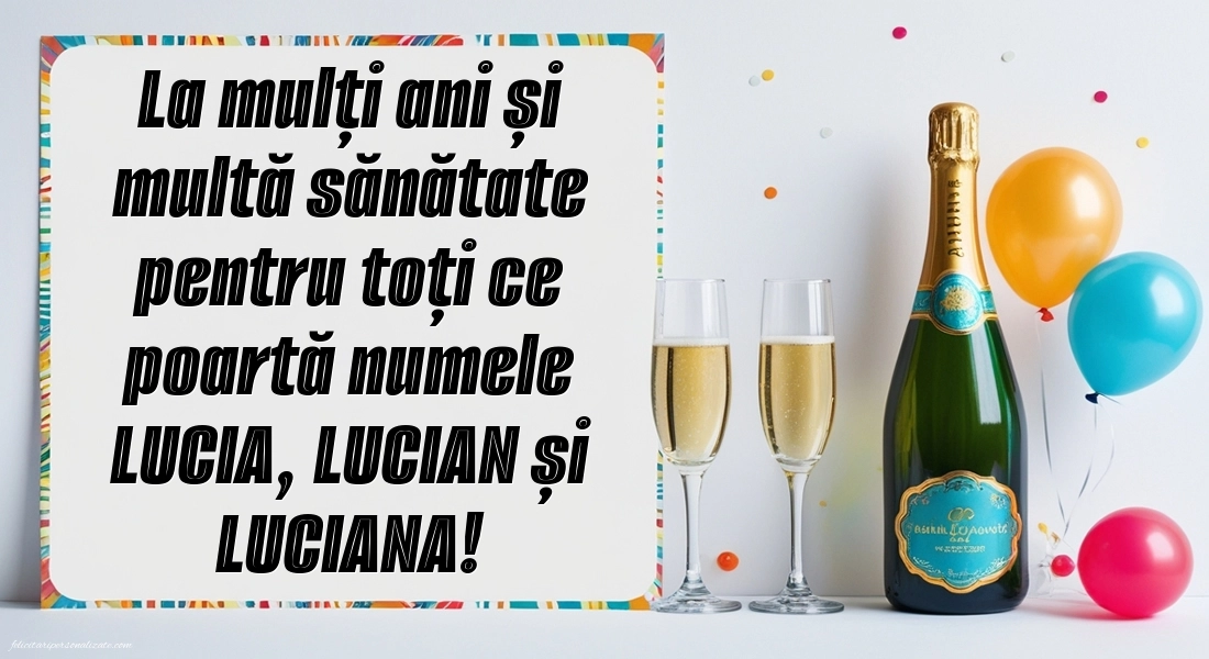 Imagini cu Felicitări de Sfânta Lucia (13 Decembrie): Șampanie și baloane