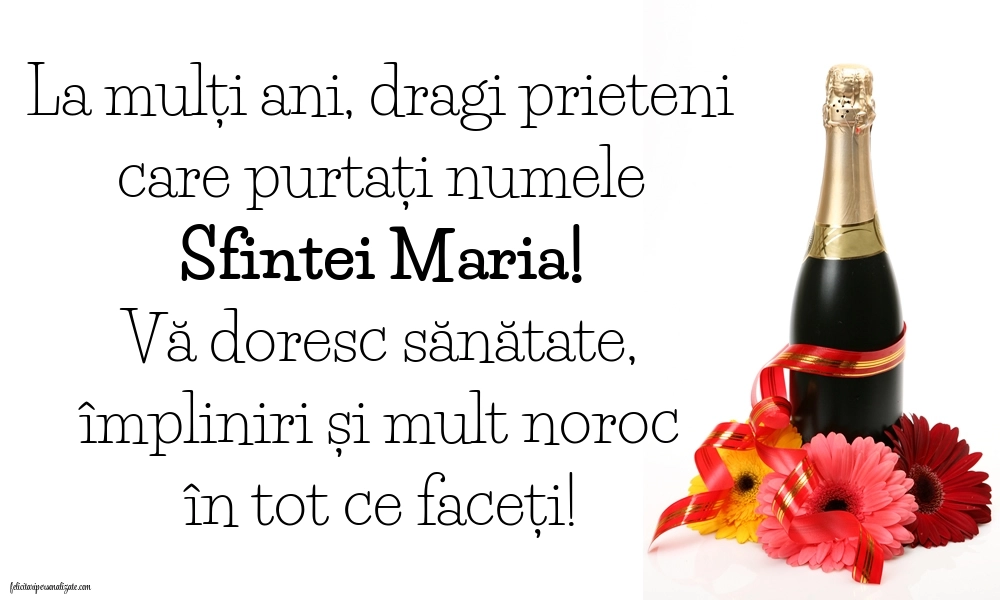 Poze cu mesaje de Sfânta Maria: Șampanie și flori