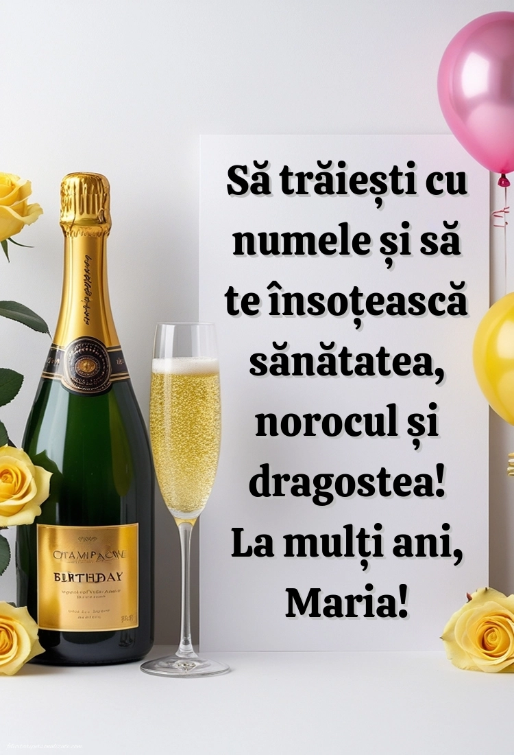 Imagini cu mesaje de Sfânta Maria: Șampanie și baloane