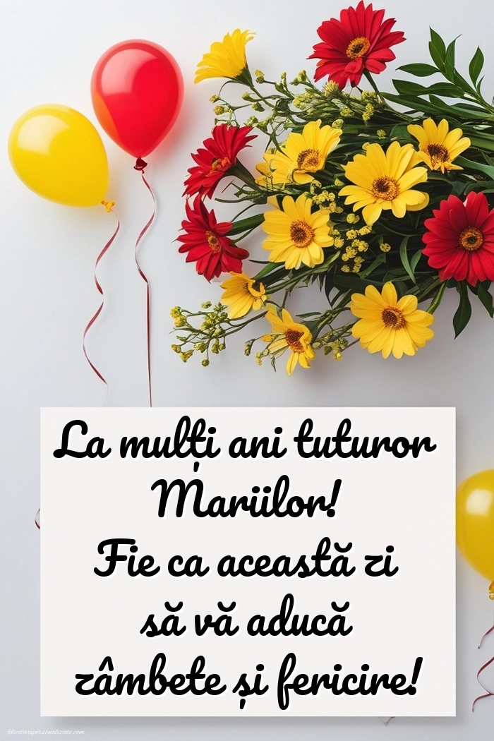 Imagini frumoase cu La mulți ani de Sfânta Maria: Flori și baloane