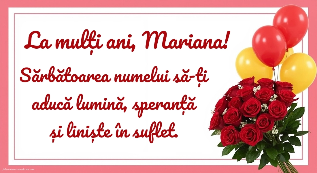 Poze cu mesaje de Sfânta Maria: Trandafiri și baloane