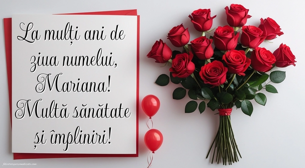 Imagini cu mesaje de Sfânta Maria: Trandafiri și baloane