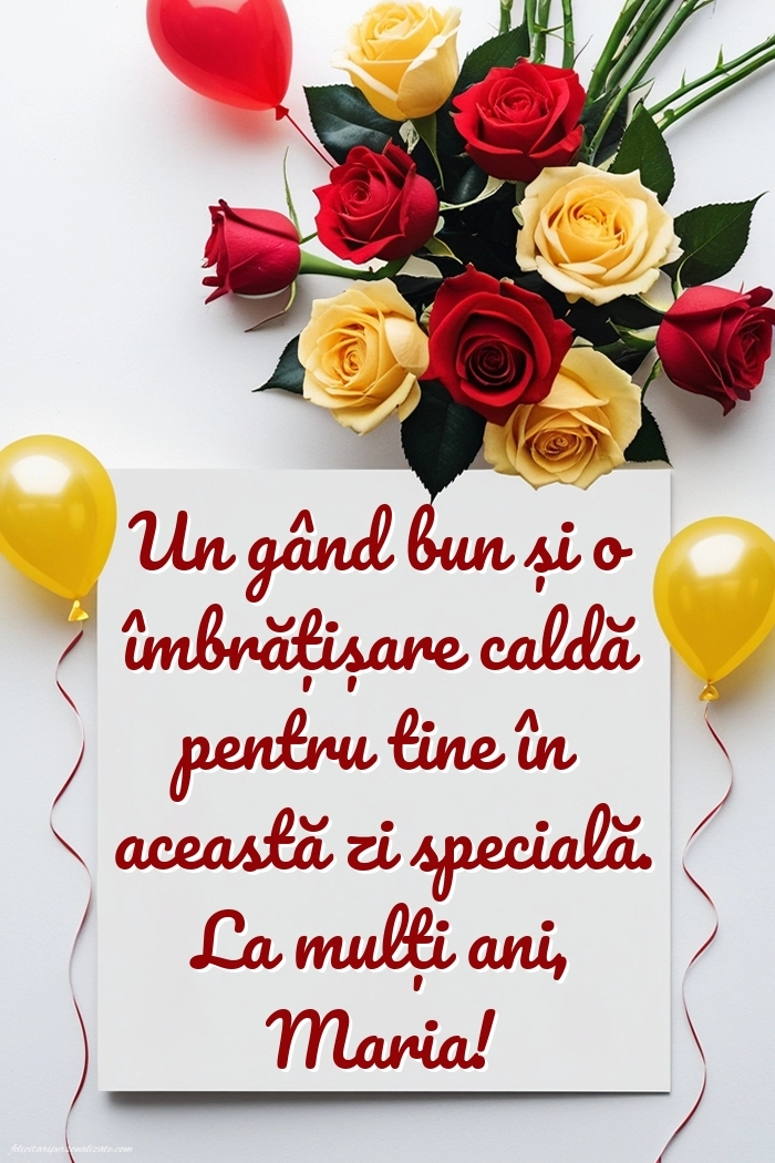 Imagini cu mesaje de Sfânta Maria: Trandafiri și baloane