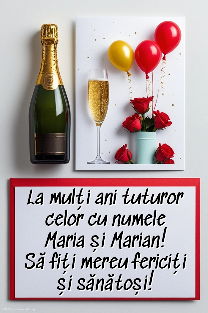 Poze cu mesaje de Sfânta Maria: Șampanie și flori