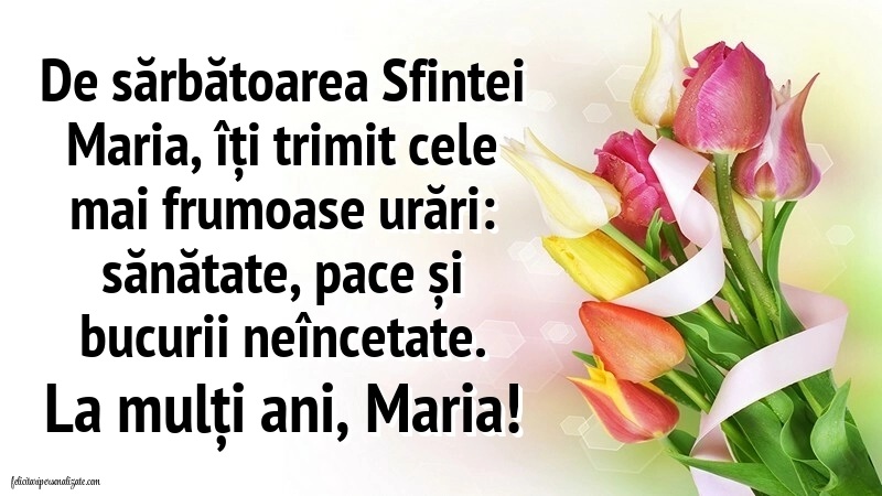 Imagini cu urări de Sfânta Maria: Flori