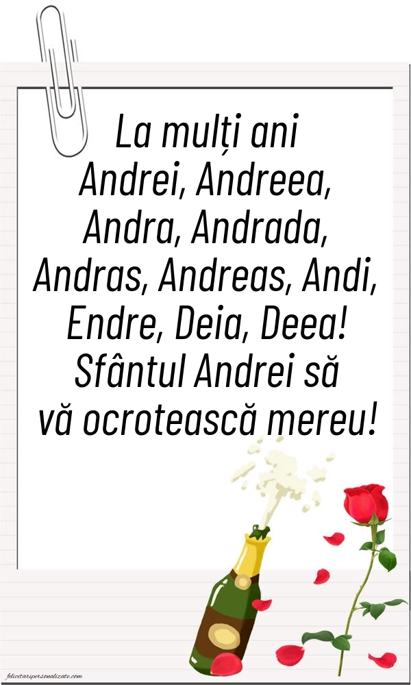 Poze cu mesaje frumoase de Sfântul Andrei: Șampanie și flori