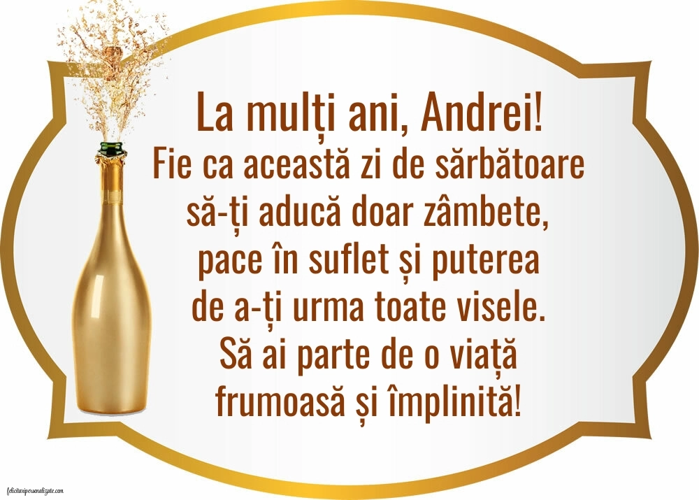 Imagini de la mulți ani de Sfântul Andrei: Șampanie