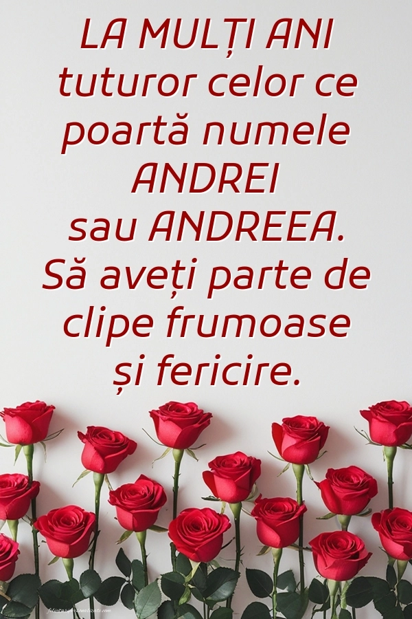 Felicitări de LA MULȚI ANI pentru toți cei ce poartă numele de Sf. Andrei: Trandafiri