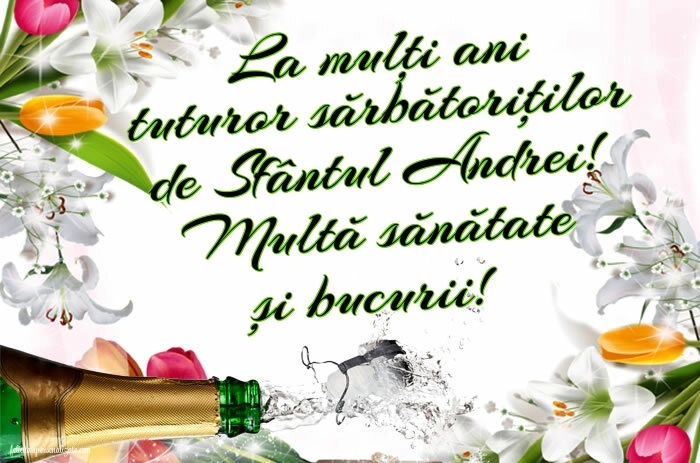 Poze cu mesaje frumoase de Sfântul Andrei: Șampanie și flori