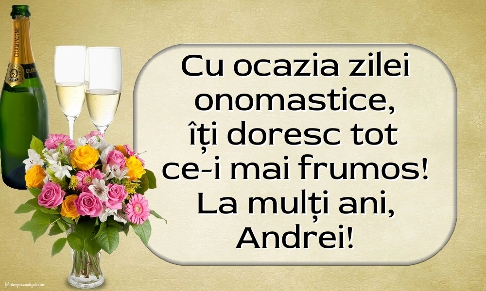Imagini cu urări de La mulți ani Sfântul Andrei 2025: Șampanie și flori
