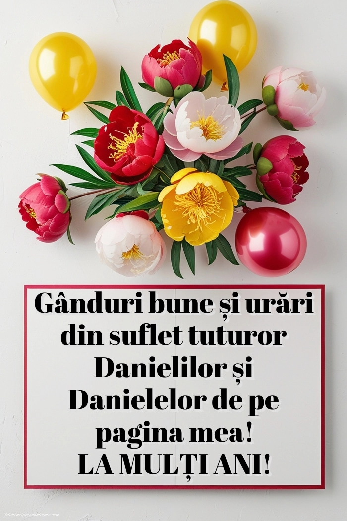 Poze cu urări de Sfântul Daniel: Flori și baloane