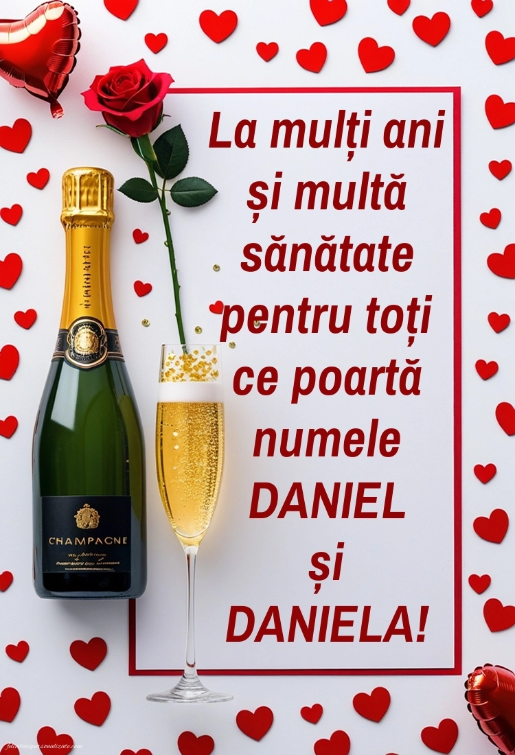 Imagini cu felicitări de Sfântul Daniel: Șampanie și trandafiri
