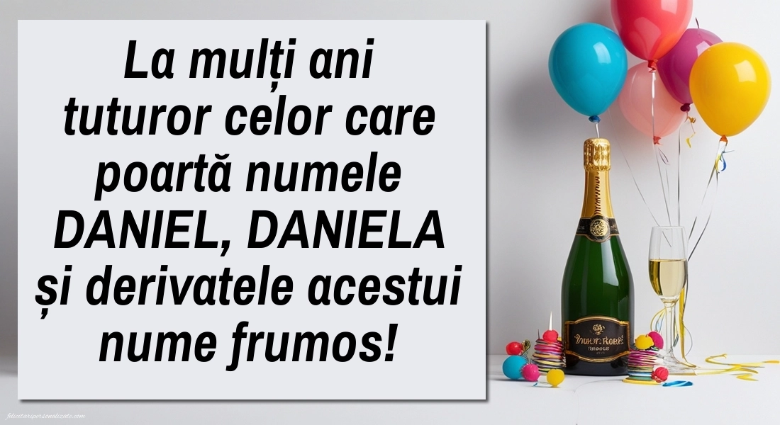 Imagini cu felicitări de Sfântul Daniel: Șampanie și baloane