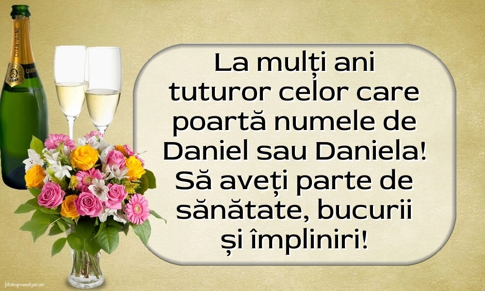 Imagini cu felicitări de Sfântul Daniel: Șampanie și flori
