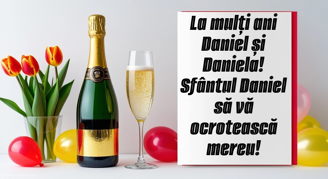 Imagini cu Mesaje de Sf. Daniel 2025: Șampanie și lalele