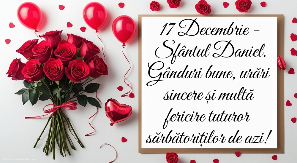 Poze cu urări de Sfântul Daniel: Trandafiri și baloane