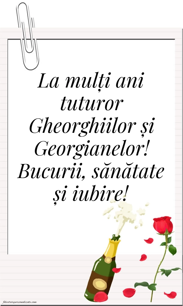 Poze cu mesaje de Sfântul Gheorghe: Șampanie și flori