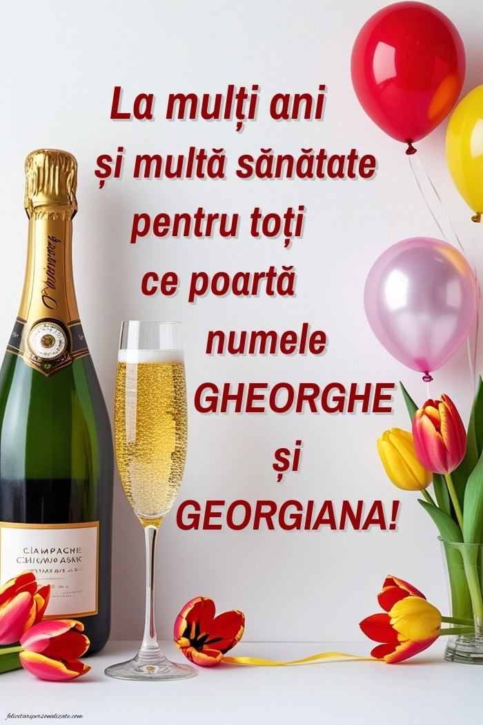 Poze cu mesaje de Sfântul Gheorghe: Șampanie și lalele