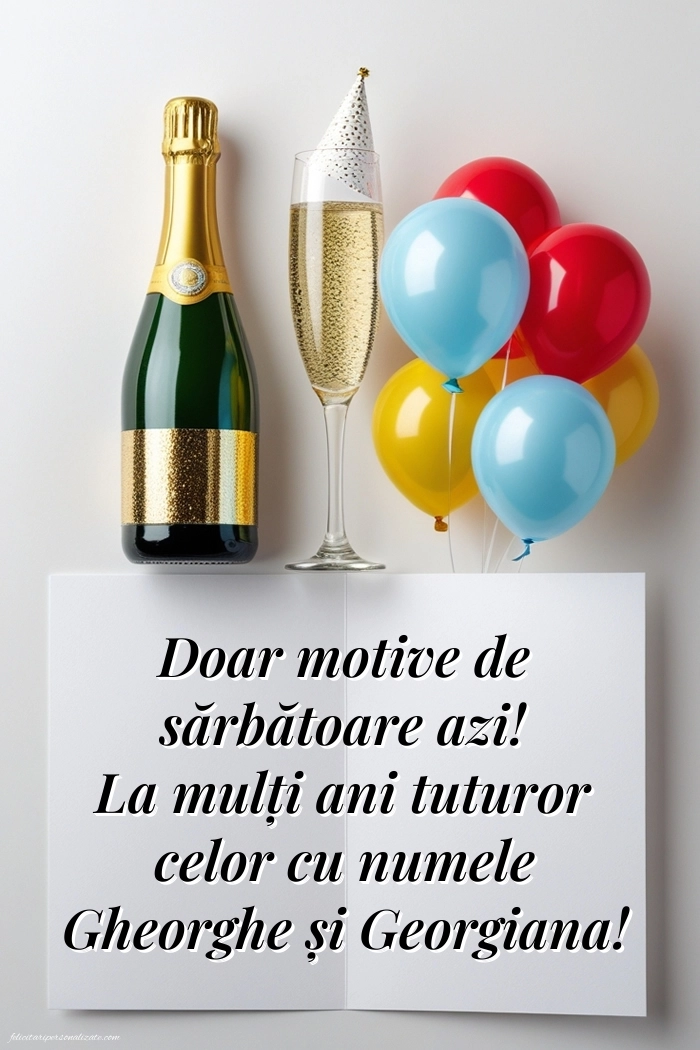Felicitări de Sfântul Gheorghe - 23 aprilie 2026: Șampanie și baloane