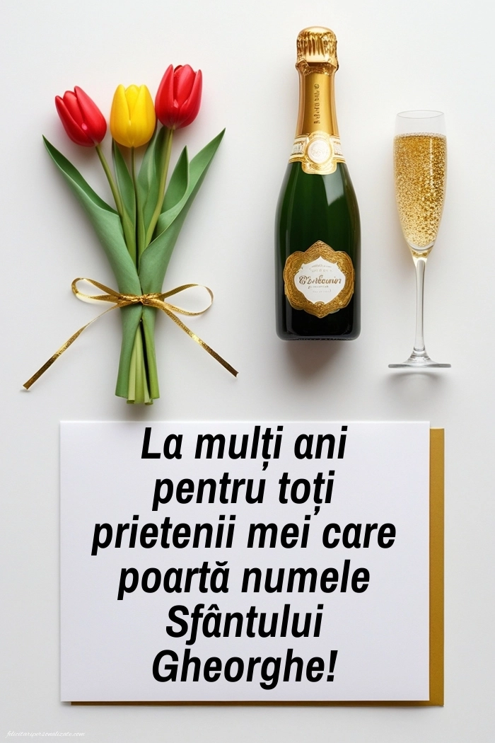 Poze cu mesaje de Sfântul Gheorghe: Șampanie și lalele