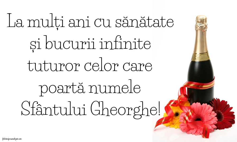 Imagini de la mulți ani de Sfântul Gheorghe: Șampanie și flori