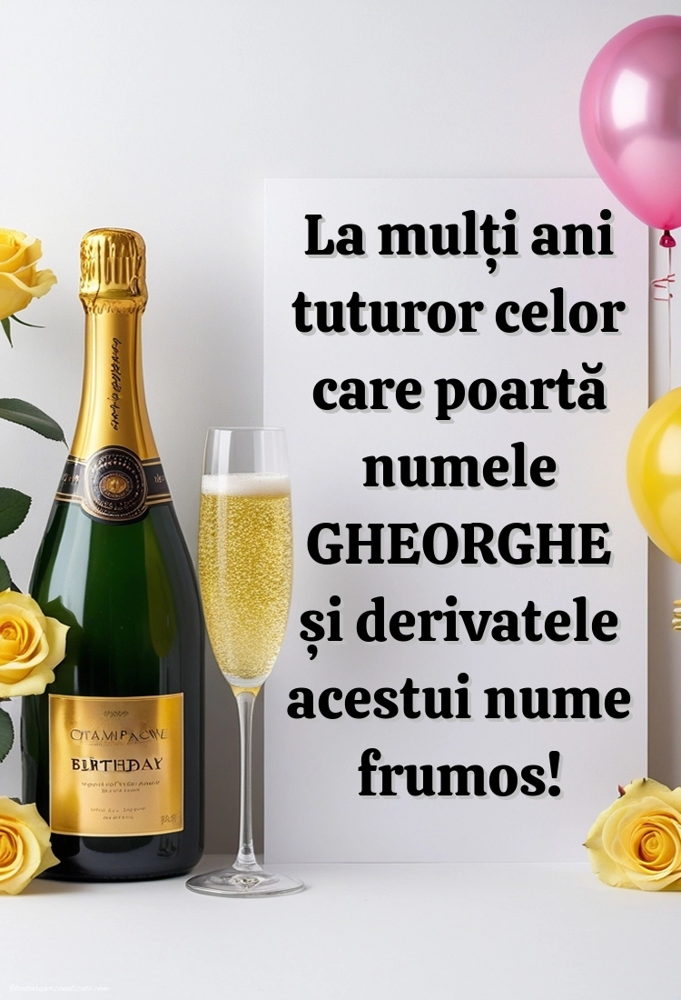 Imagini cu LA MULȚI ANI de 23 aprilie Sfântul Gheorghe: Șampanie și baloane