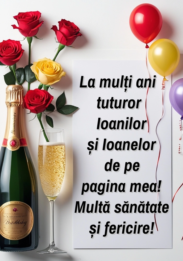 Poze cu mesaje de Sfântul Ioan: Șampanie și trandafiri