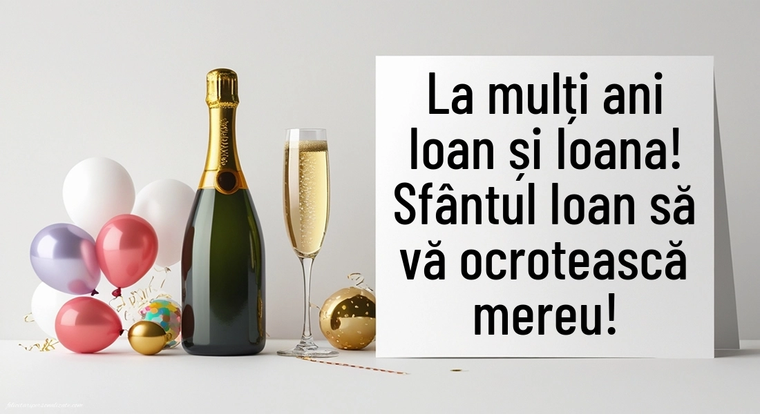 Imagini cu urări de Sfântul Ioan: Șampanie și baloane