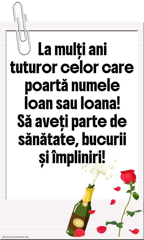 Poze cu mesaje de Sfântul Ioan: Șampanie și flori