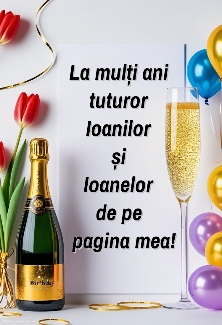 Imagini cu urări de Sfântul Ioan: Șampanie și baloane