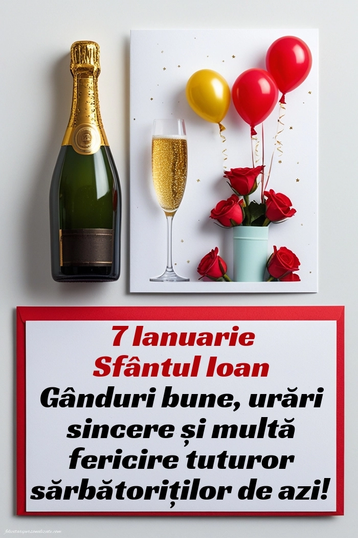 Felicitări de Sfântul Ioan - 7 Ianuarie 2026: Șampanie și flori