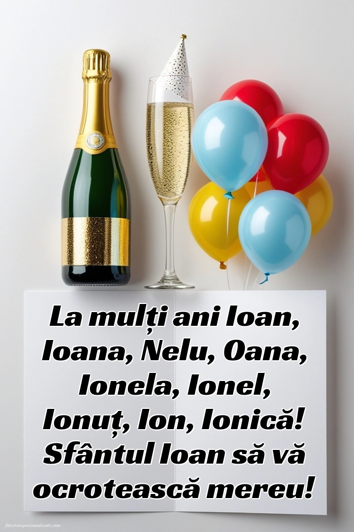 Imagini cu LA MULȚI ANI de 7 Ianuarie Sfântul Ioan: Șampanie și baloane