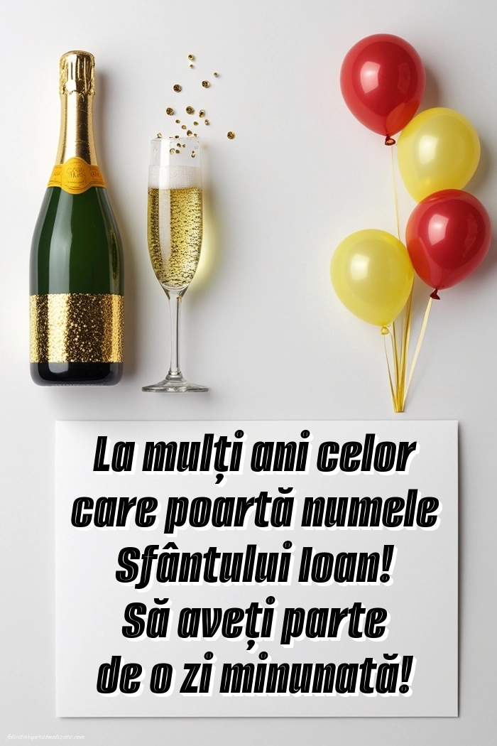 Imagini cu LA MULȚI ANI de 7 Ianuarie Sfântul Ioan: Șampanie și baloane