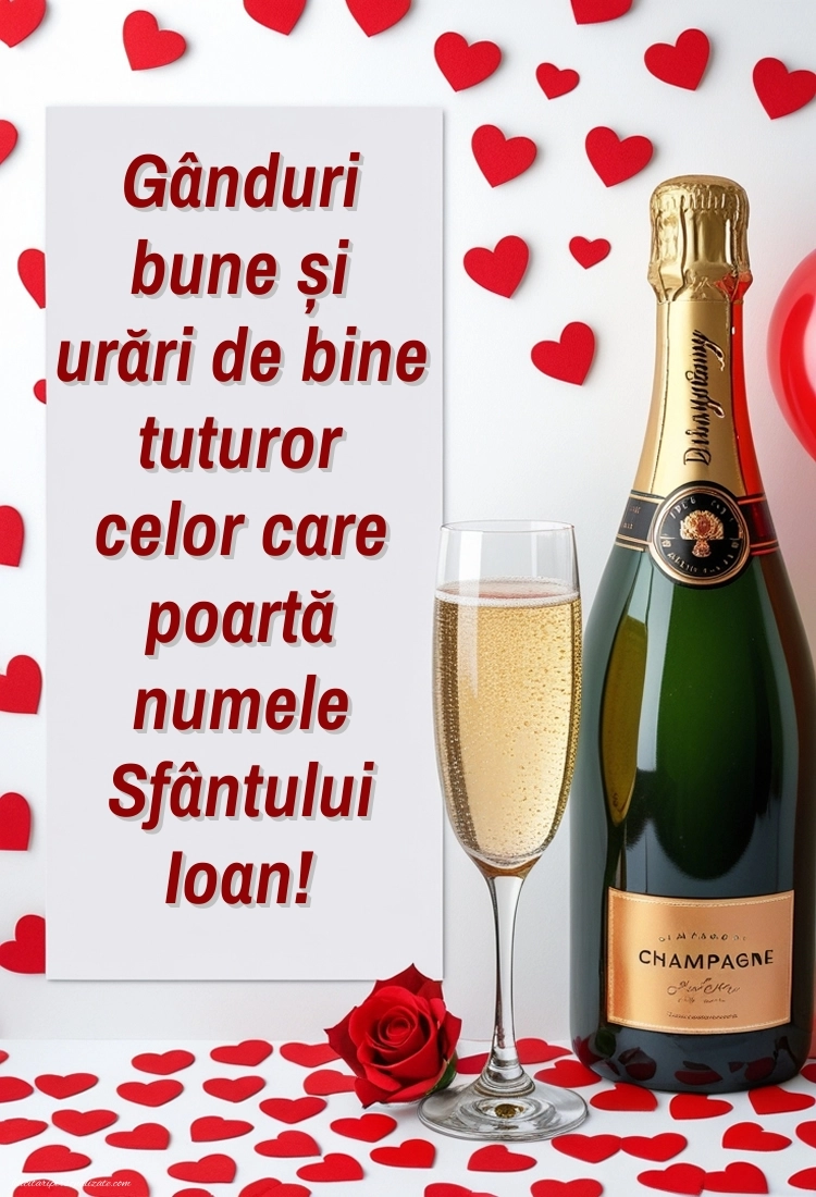 Imagini de la mulți ani de Sfântul Ioan: Șampanie și trandafiri
