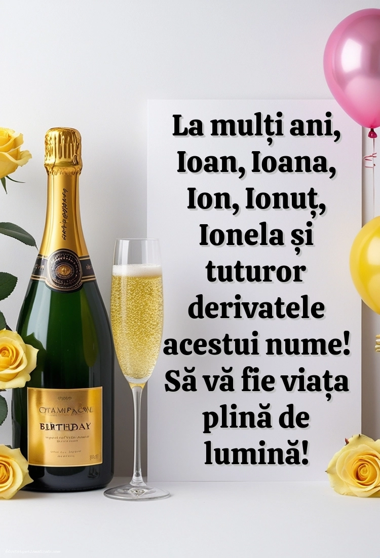 Imagini cu LA MULȚI ANI de 7 Ianuarie Sfântul Ioan: Șampanie și baloane